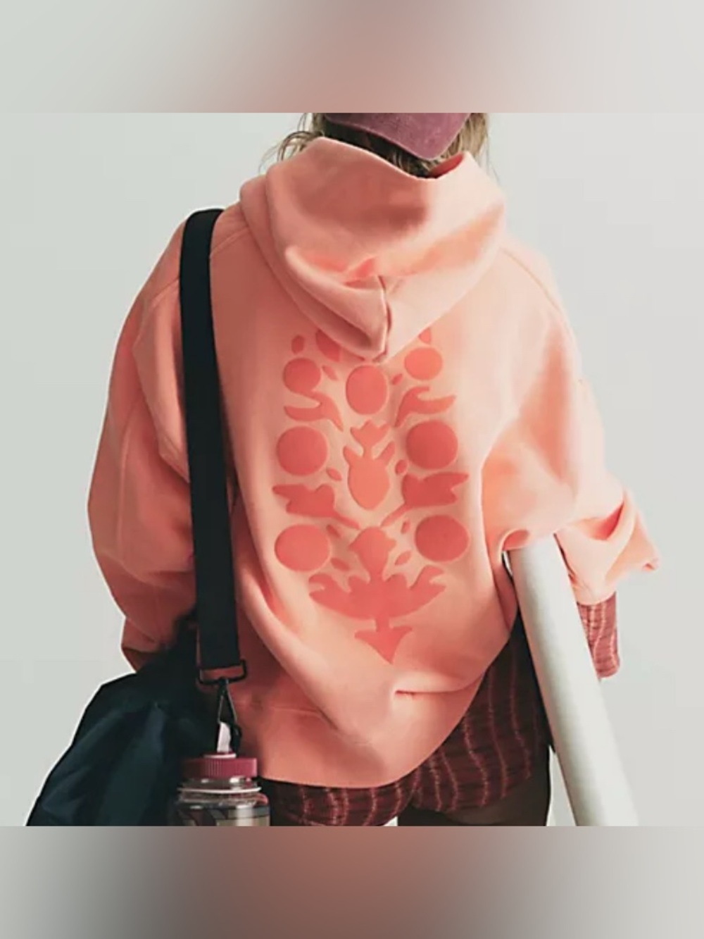Free People NWT A Cut Above Large FP Logo Orange Coral Hoodie Sweatshirt size L